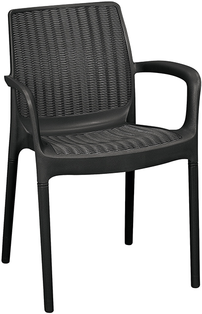 Пластиковый стул-кресло с невысокой спинкой BALI MONO "под ротанг"